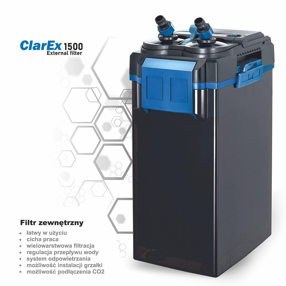 Filtr Zewnętrzny Kubełkowy ClarEx 1500l/h do Akwarium 400-600L Cichy